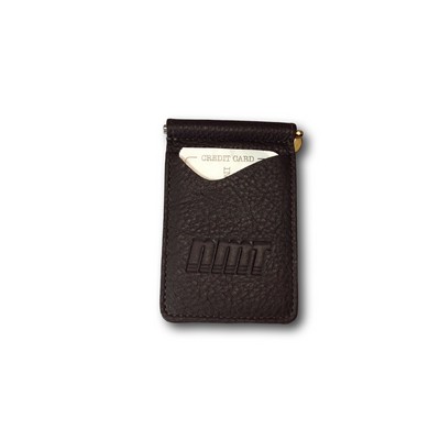 Men's Custom Genuine Leather Fold Over Money Clip Wallet (Debossed)