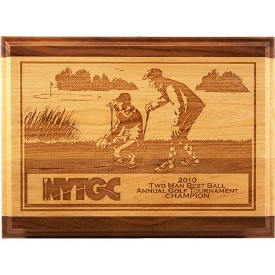 Red Alder & Walnut Lasered Wood Golf Plaque