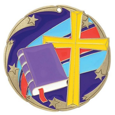 Medal, "Religion" Color Star - 2 1/2" Dia.