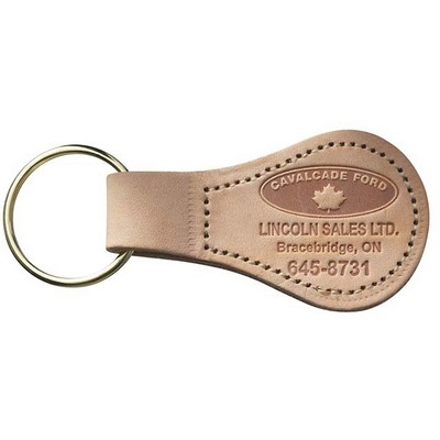 Natural Leather Large Teardrop 2 Sided Sewn Key Tag (1 5/8"x2 1/2")