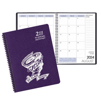 Academic Wire Bound Monthly Desk Planner w/ Cobblestone Cover