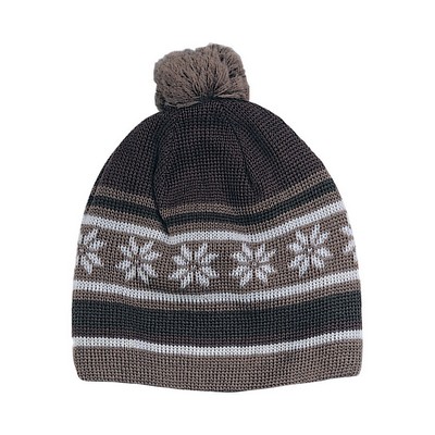 Wool Blend Knitted Beanie w/ Pompon