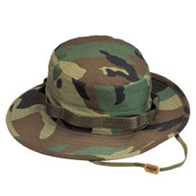 100% Cotton Ripstop Woodland Camouflage Boonie Hat