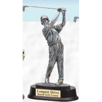 10" Resin Sculpture Award w/ Oblong Base (Golfer/ Male)