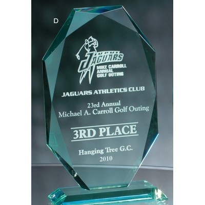 Faceted Elongated Octagon Jade Crystal Award (7.5")