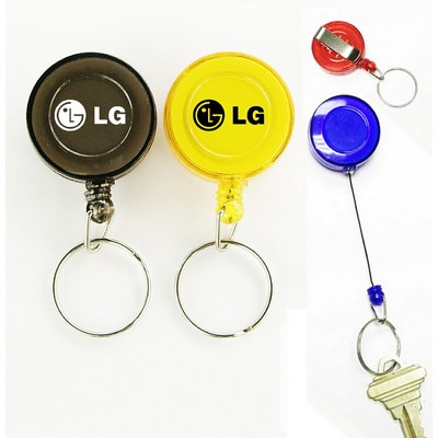 Round Retractable Key Holder w/Metal Clip