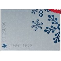 Classic-Blue Snowflakes on Silver Holiday Greeting Card