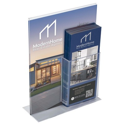 Vertical Acrylic Sign Holder w/Brochure Pocket (8½"x11")