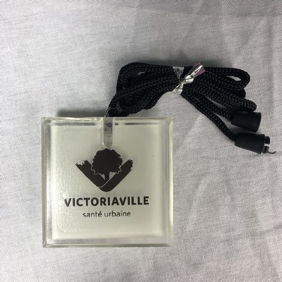 White LED Square Badge w/Lanyard