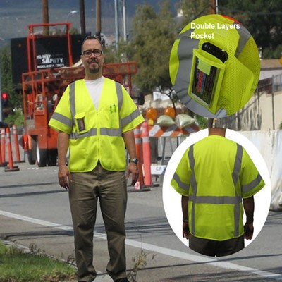 ANSI 107-2015 Class 3 Safety Vest Neon Green Multiple Pockets