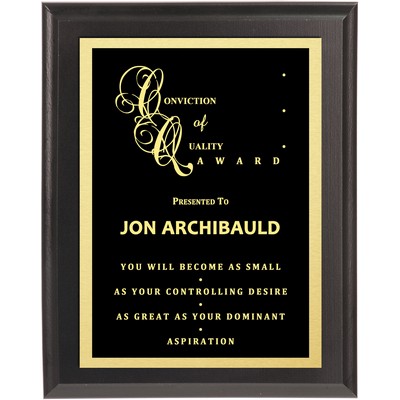 Digital Lasered Solid Black Award Plaque 10.5"x13"