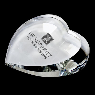 Glass Crystal Heart Paperweight