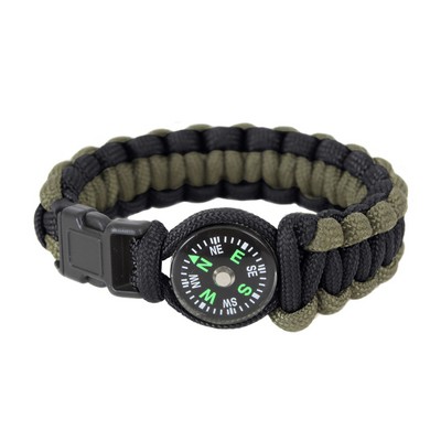 Black/Olive Drab Paracord Bracelet w/Compass