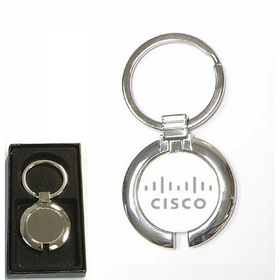 Round Shape Chrome Metal Split Ring Key Holder w/Gift Case