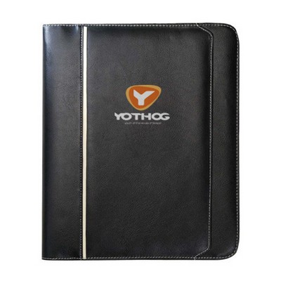 Black Leatherette Zippered Binder Padfolio