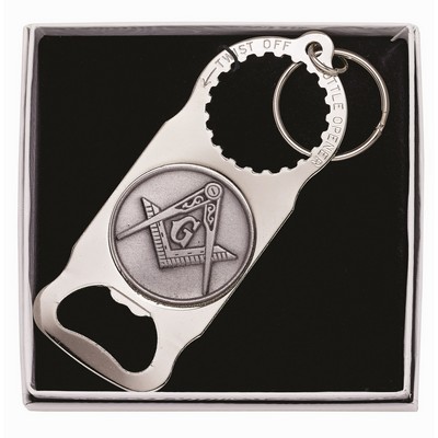 Twist Bottle Opener Key Tag w/ Cast Emblem Insert