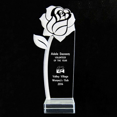 EXCLUSIVE! Acrylic and Crystal Engraved Award - 9-1/2" Tall - "The Rose"