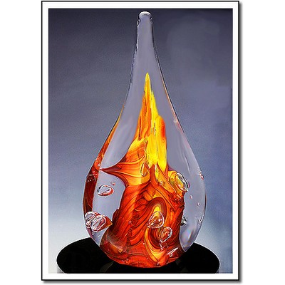 Wind Flame Art Glass Sculpture w/o Marble Base (3.5"x7.5")