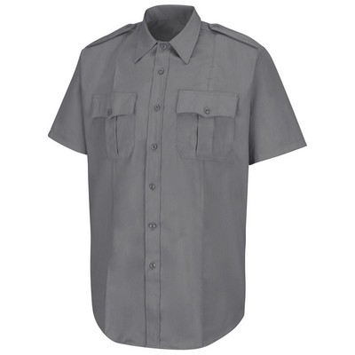 Horace Small™ Men's Short Sleeve Gray New Dimension® Stretch Poplin Shirt