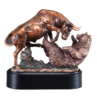 Bull Fighting with Bear - 10" W x 9.5" H