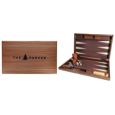 Wood Inlay Backgammon Set in Beachwood- Tournament