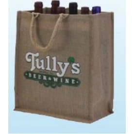 Canvas Wine Bag w/ Screen Print Imprint (8"x4"x14 1/2")