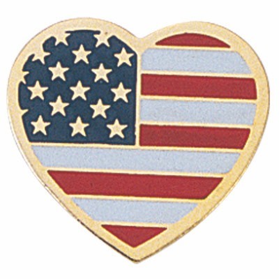 5/8" American Flag Heart Shaped Pin