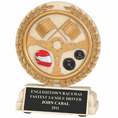 Auto Racing Stone Resin Trophy (5½" x 4½")