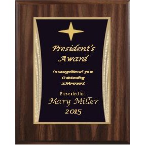 Walnut Plaque 8" x 10" - Black/Gold Showtime 6" x 8" Plate