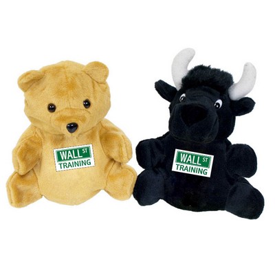 7" Bear/Black Bull Reversible Puppet with direct full color imprints