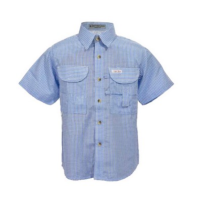 Kids Gingham Short Sleeve Fishing Shirt