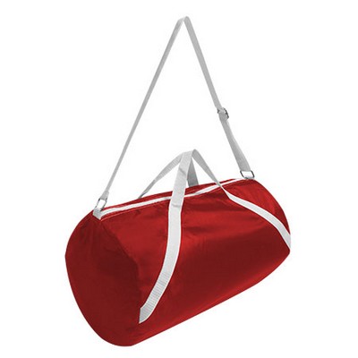 18" Classic White Color Accent Sport Nylon Barrel Bag