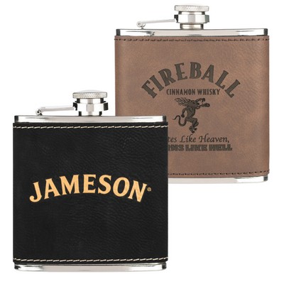 Leatherette Wrapped 6 Oz. Stainless Steel Hip Flask