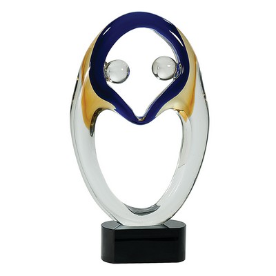 Penguin Teamwork Art Glass Award 13 1/2"H