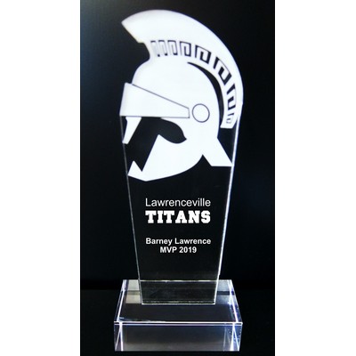 EXCLUSIVE! Acrylic and Crystal Engraved Award - 9-1/2" Tall - Trojan-Spartan-Warrior-Titan