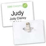 4" x 3" Biodegradable PVC Name Tag Holder, Pin/Clip