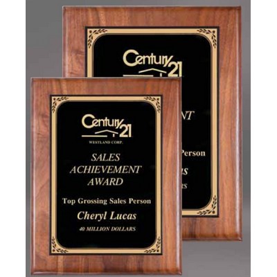 8" x 10.5" Walnut Rectangle Plaque w/Black Brass Plate