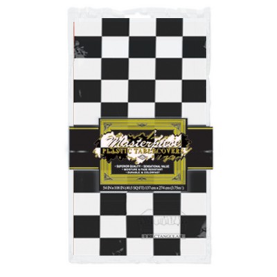 Masterpiece Black & White Checkered Rectangle Table Cover