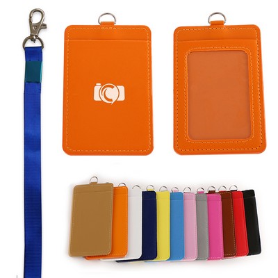 PU Leather Badge Holder w/Lanyard