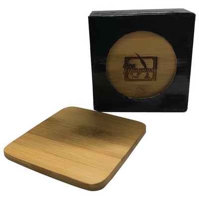 6 Piece Square Bamboo Coaster Gift Set