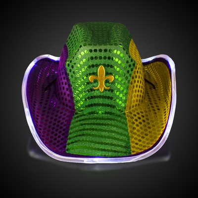 Mardi Gras LED Sequin Cowboy Hat