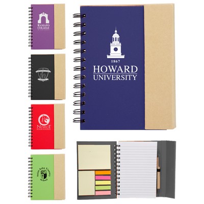 Eco Magnetic Notebook W/Sticky Notes and Flags & Pen - 1-Color