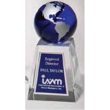 Crystal Globe Award, 2-5/8 " x 5-1/4 "