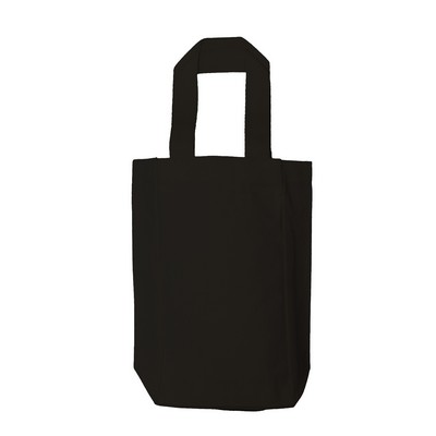 Black Canvas Double Bottle Wine Tote - blank (5.5" x 10.5" x 3")