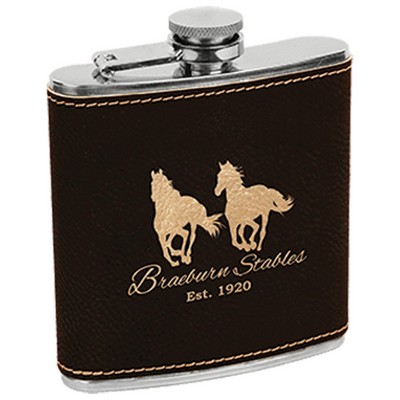 Black/Gold Leatherette Stainless Steel Flask