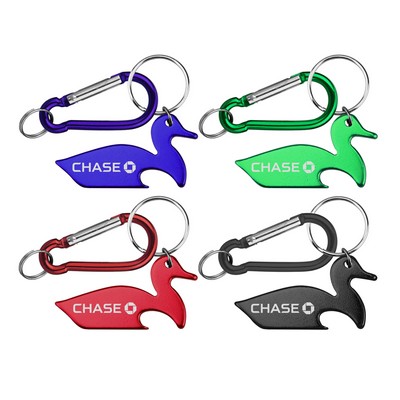 Duck Shape Bottle Opener w/Key Chain & Carabiner