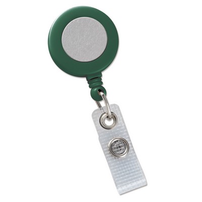 Round Solid Opaque Clip On Fast Ship Plastic Badge Reel (Green)