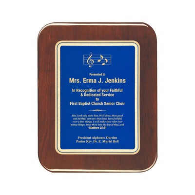 Blue Plate Rosewood Piano-finish Plaque w/ Elliptical Edge 7" x 9"