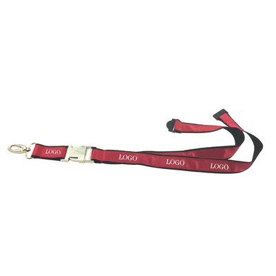 Double Layers Satin Lanyard with Metal Buckle