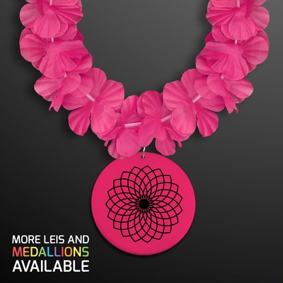 Pink Flower Lei Necklace (Non-Light Up) - Domestic Imprint